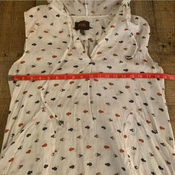 Forcynthia Beachwear linen with fish print swim hooded suit cover up women’s -S - Picture 5 of 7